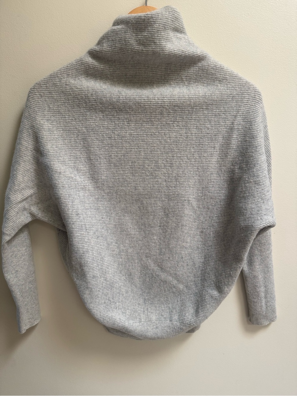AllSaints Funnel Neck Sweater Gray Ribbed Dollman Sleeve Women’s Small